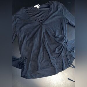 French Laundry Black Wrap V-Neck Blouse Size XL EUC